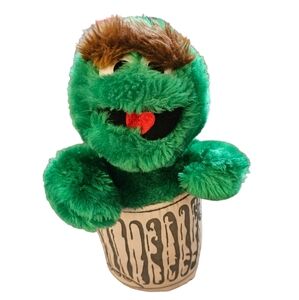 Vintage 1989 11" Applause Sesame Street Oscar the Grouch in Trash Can Plush Doll
